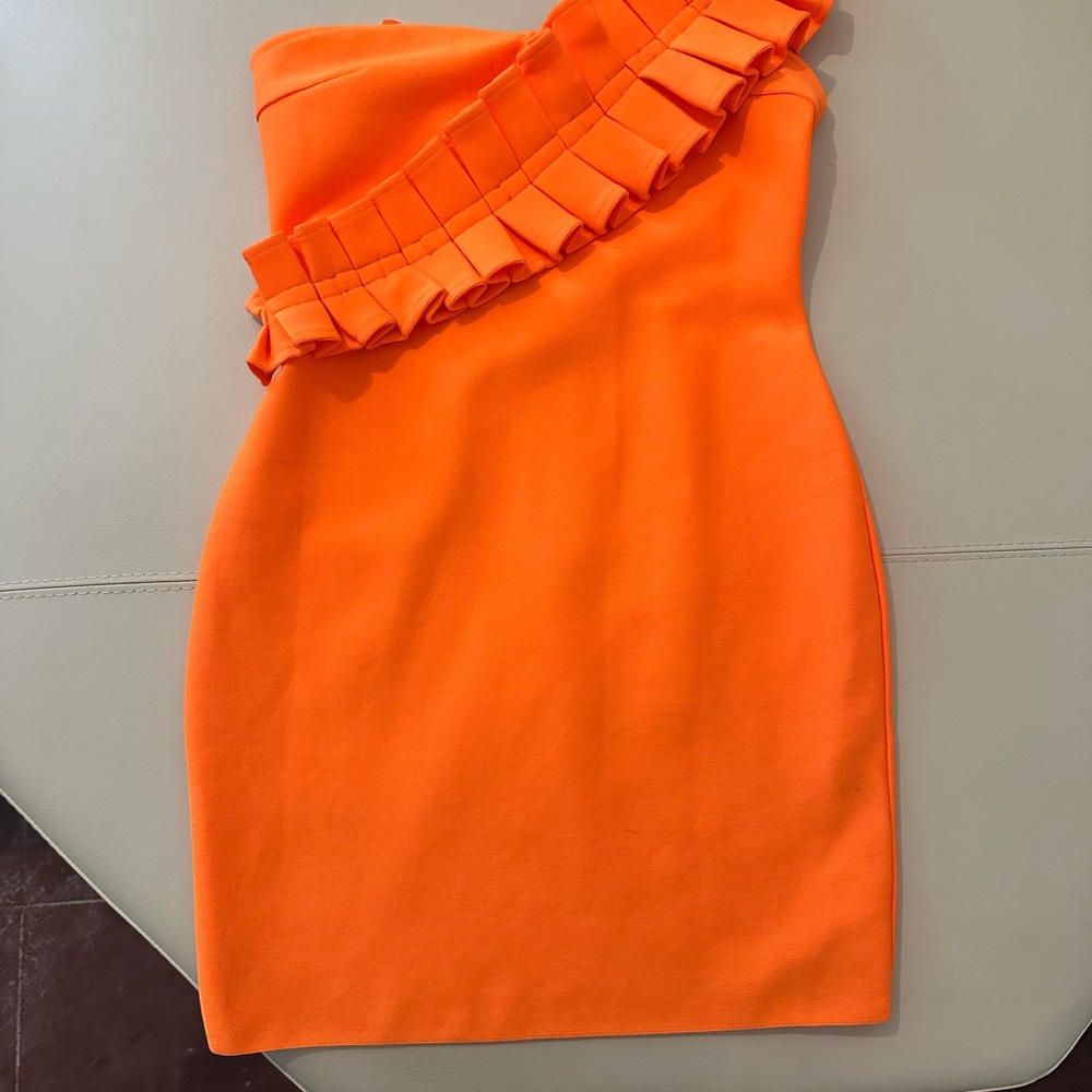 COPY - Orange Ruffled One-Shoulder Dress